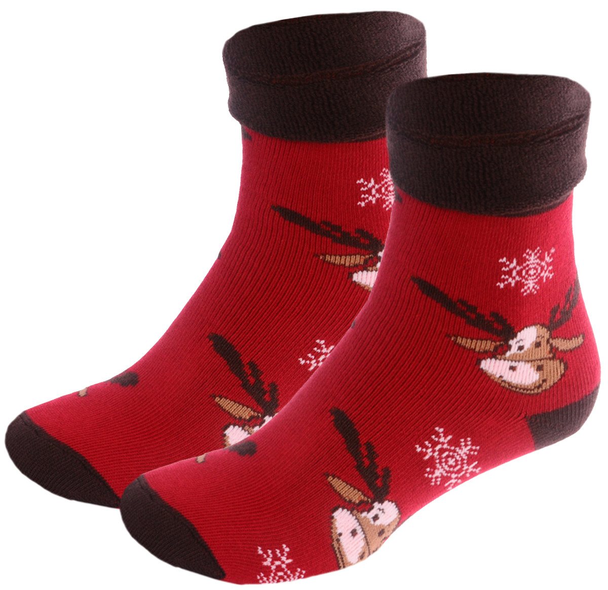 Martinex Thermosocken Weihnachtssocken aus weichem Frottee-Stoff mit Rentieren kuschelig weich, warm, weihnachtlich, 34 35 36 37 38 39 40 41 42 43 von Martinex