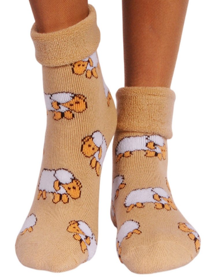 Martinex Thermosocken Weihnachtssocken warme Socken socks aus Frottee beige Haussocken von Martinex