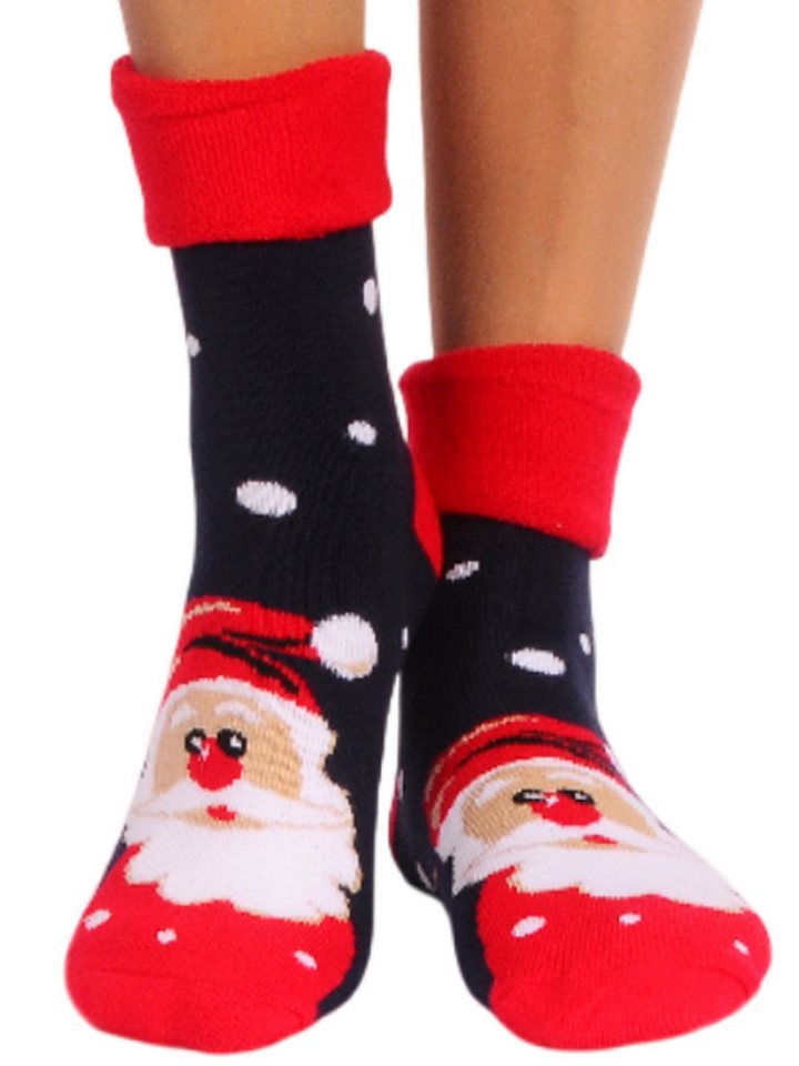 Martinex Thermosocken Weihnachtssocken warme Socken socks aus Frottee mit Weihnachtsmann mit Santa Motiv, weihnachtlich, 32 34 35 36 37 38 39 40 41 42 von Martinex