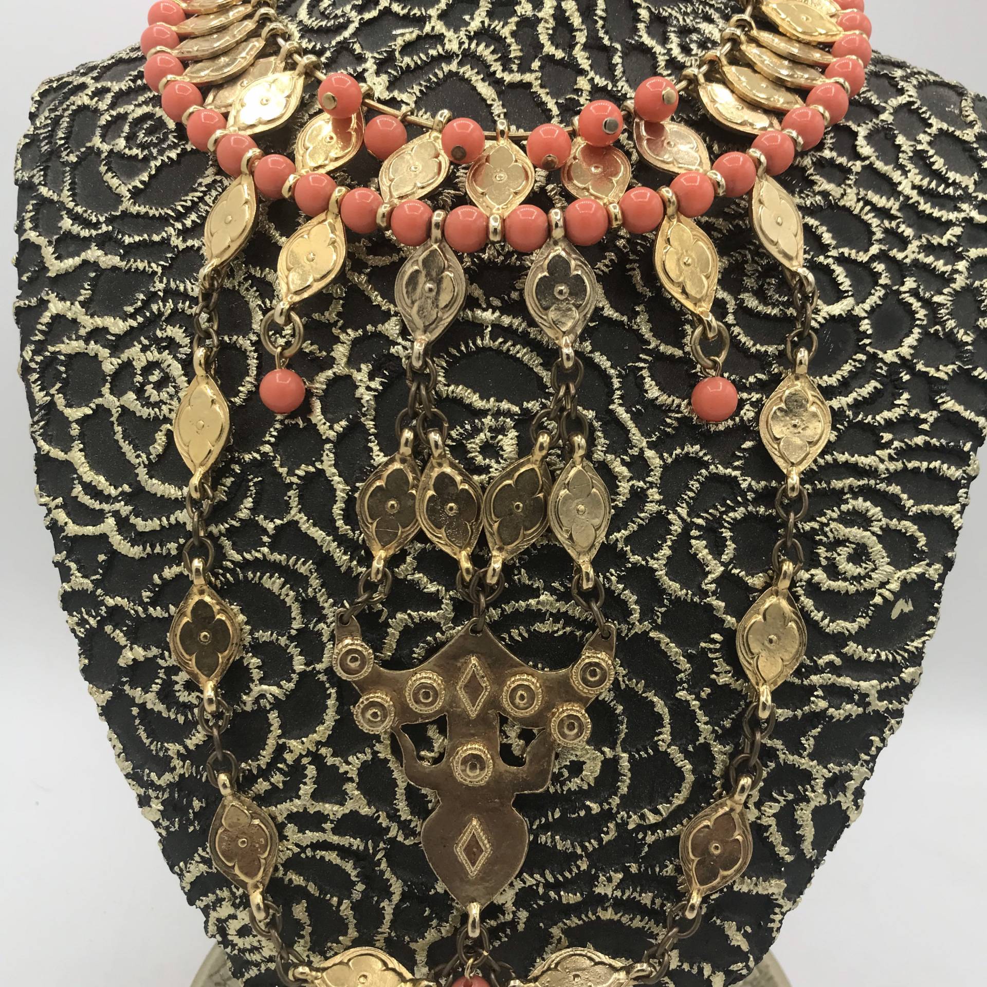 Vintage Statement Bib Halskette, 1960Er Jahre Sammler Hollywood Regency Schmuck, Geschenk Für Sie, Runway Halskette von MartiniMermaid