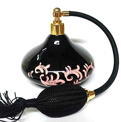 Martinoli Parfümzerstäuber aus Muranoglas, mit rosa Dekorationen, schwarz, 400 g von Martinoli