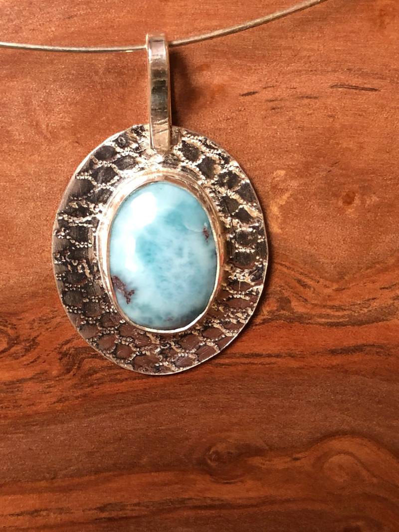 Larimar Edelstein Sterling Silber Anhänger Larimar Edelstein Sterling Silber Anhänger von MartinsJewelleryAU
