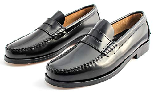 Marttely Herren Leder Anzugschuhe Loafer mit Ledersohlen Handmade Mokassins, Schwarz, 43 EU von MARTTELY