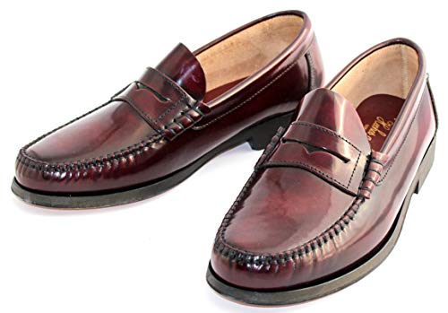 MARTTELY Herren Leder Anzugschuhe Bordeaux Loafer mit Ledersohlen Handmade Mokassins (Numeric_46) von MARTTELY