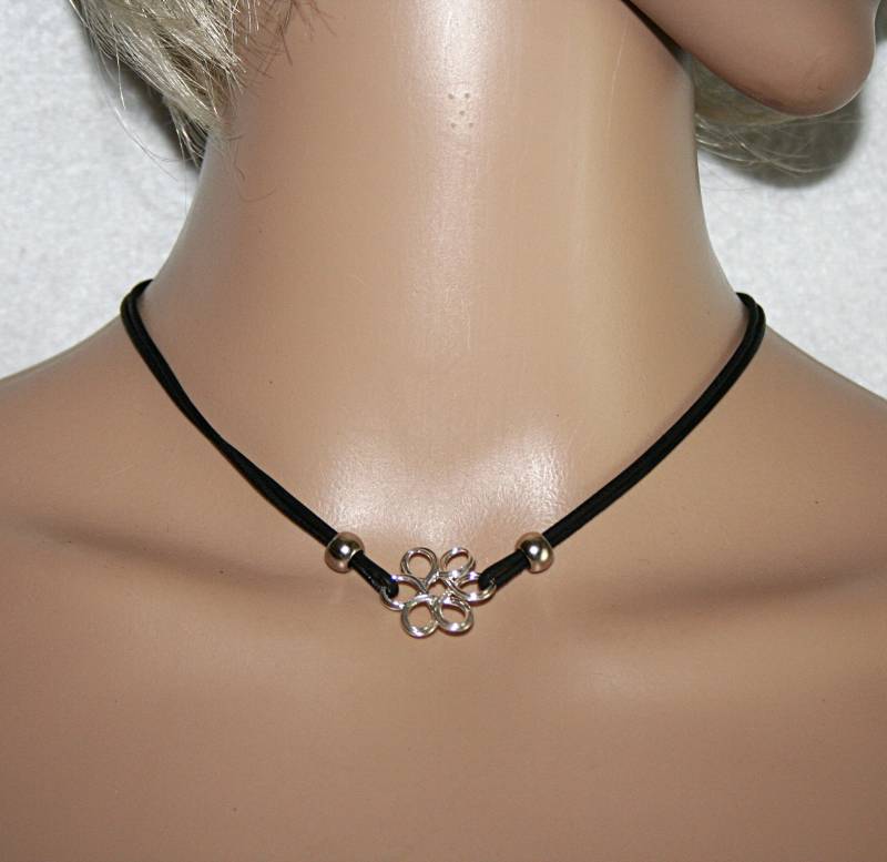 Blumenhalskette/Halskette Schwarz Retro-Halskette Damen Niedliche Lederhalskette Boho von MartuJewelry