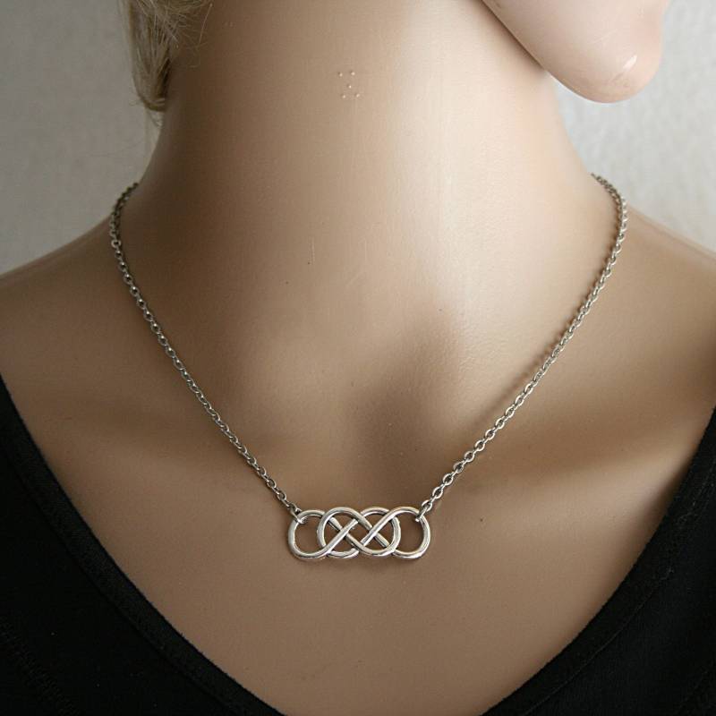 Halskette Doppel Infinity , Unendlichkeitssymbol Unendlichkeitskette Für Immer Kette Symbolschmuck Sie von MartuJewelry