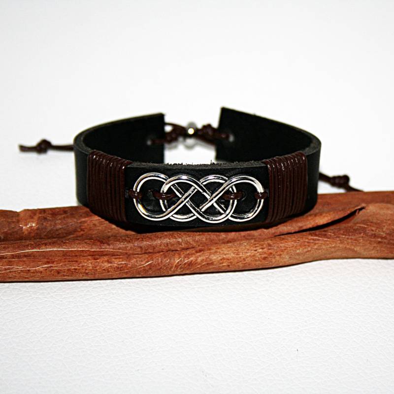 Lederarmband Doppel Infinity , Unendlichkeitsarmband Freundschaftsarmband Für Immer Armband Symbolschmuck Für Sie Und Ihn von MartuJewelry