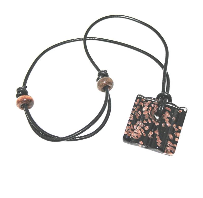 Lederkette/Damen Halskette Mit Anhänger Glas Damenschmuck Geschenk Für Sie von MartuJewelry