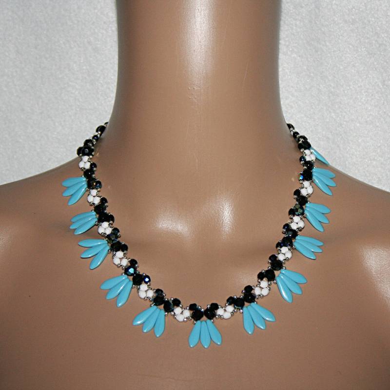 Perlen Halskette/Perlenkette Kette Perlenschmuck Brautschmuck Blau Und Weiß Elegante von MartuJewelry