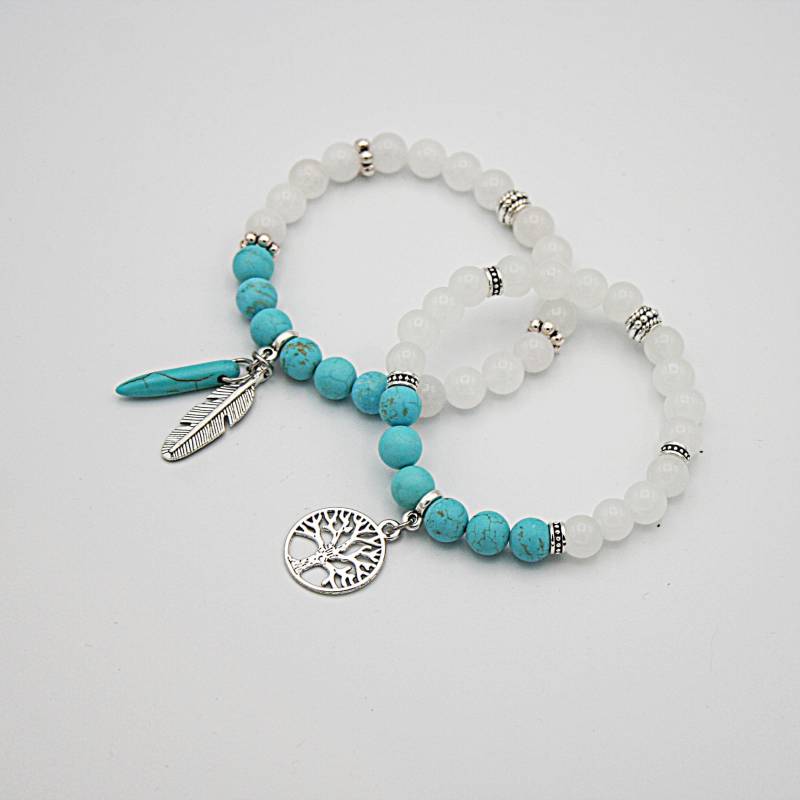 Perlenarmband , Mit Baum Des Lebens Silber Armband Stretch Perlenschmuck von MartuJewelry