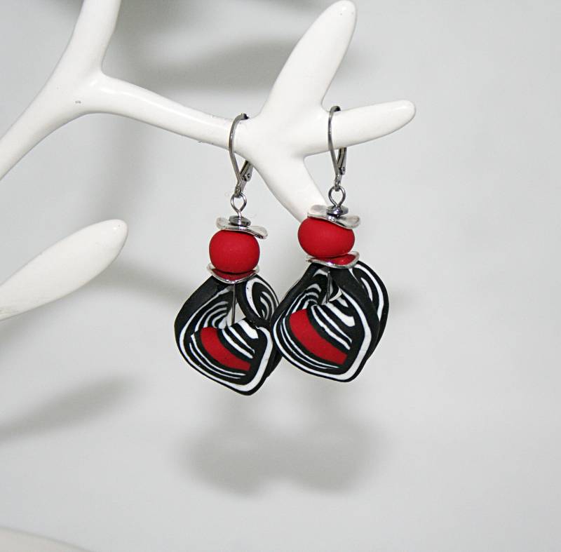 Polymer Clay Ohrringe/Handgefertigter Ohrschmuck Ohrhänger Damenschmuck Baumelnde Bunte von MartuJewelry