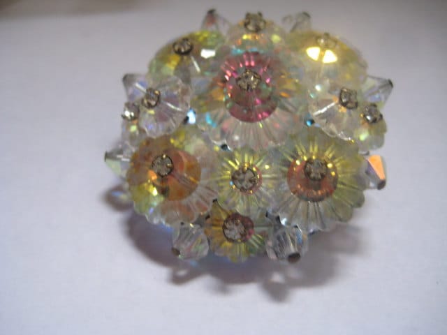 60Er Jahre Kristall Ab Blumen-Brosche Strass Margerite Anstecknadel von MartysGems