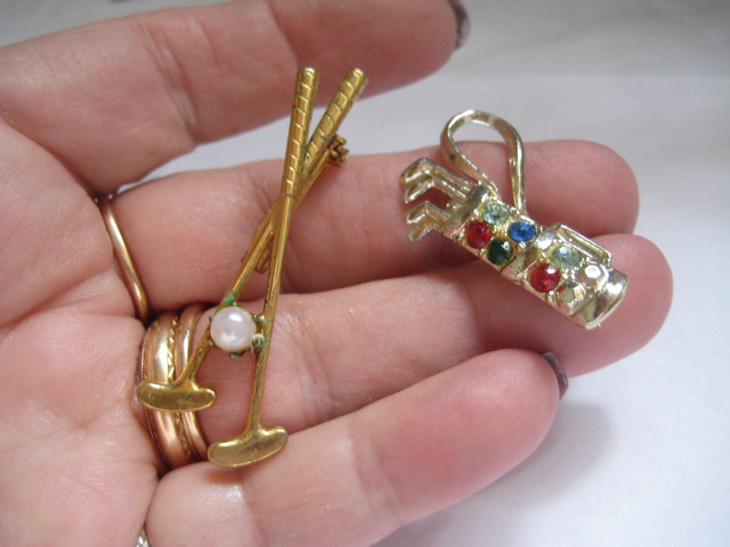 Golf Figur Pins Strass Tasche Und Schläger Set von MartysGems