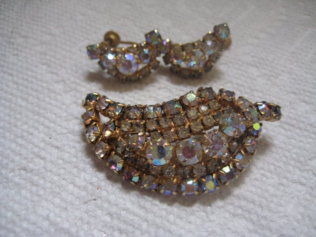 Kontinentale Demi-Parure Von Kristall Ab Strass in Blatt-Design von MartysGems