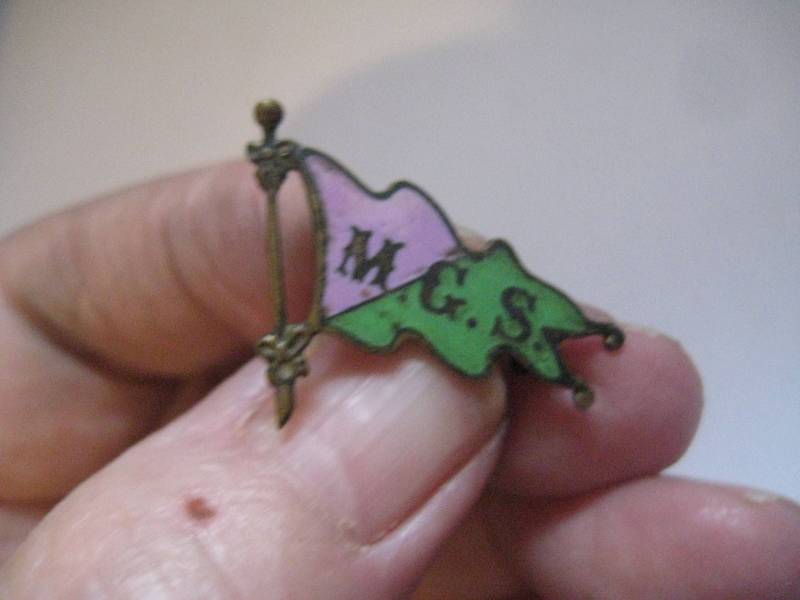 Mgs Wimpelflagge Pin Aus Messing Mit Flieder Und Grünem Emaille C Verschluss von MartysGems