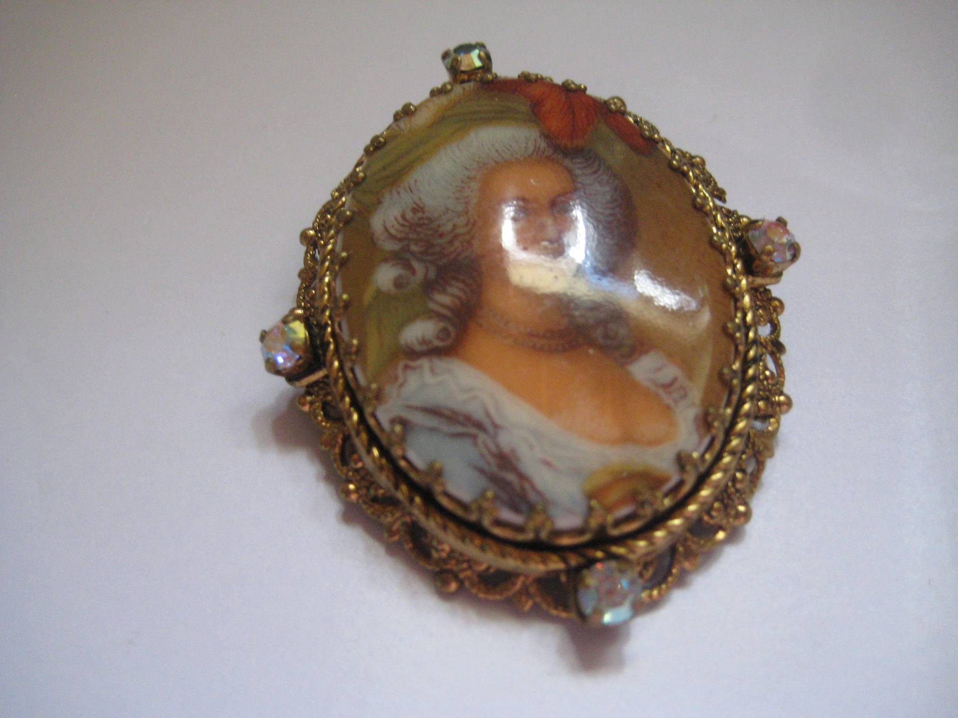 Transfer Cameo Auf Gold Platte Messing Filigranen Rahmen von MartysGems