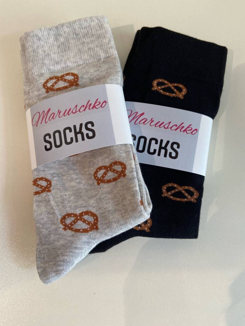 Socken „Brezeln" Maruschko Socks, Farben Beige Meliert Oder Schwarz, Größen 36-41, 42-45 Und 46-49, Material Baumwolle, Polyamid, Elasthan Socken „Brezeln" Maruschko Socks, Farben Beige Meliert Oder Schwarz, Größen 36-41, 42-45 Und 46-49, Material Baumwolle, Polyamid, Elasthan von MaruschkoSocks