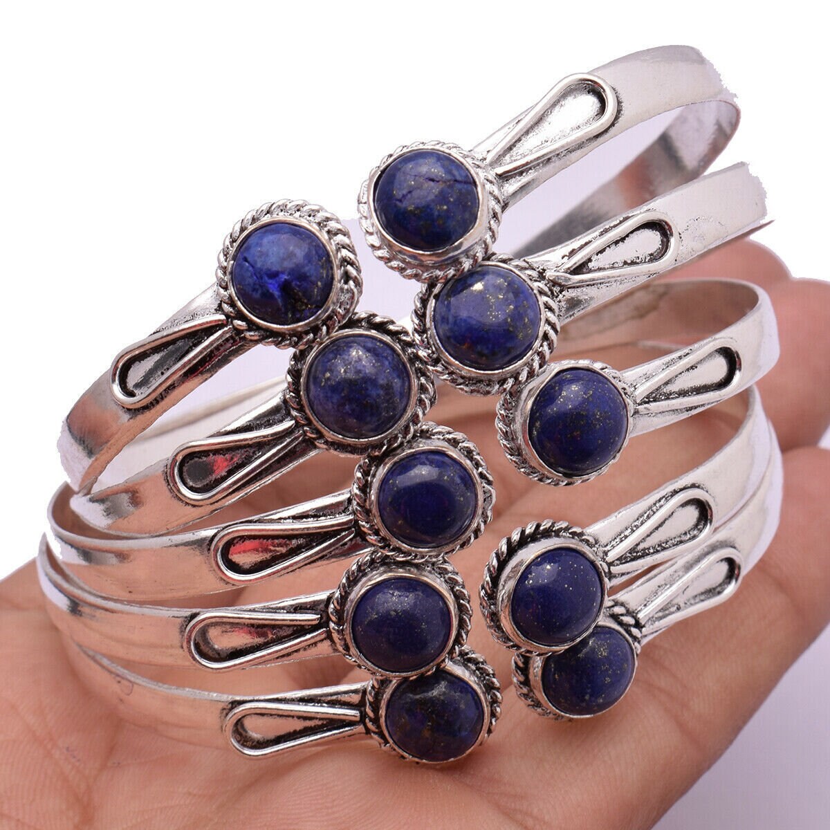 Lapis Lazuli Edelstein Armreif Großhandel Lot Manschette 925 Sterling Silber Überzogene Handgemachte Schmuck, Mädchen Und Jungen Schönes Armband von MarutiGemsjewels