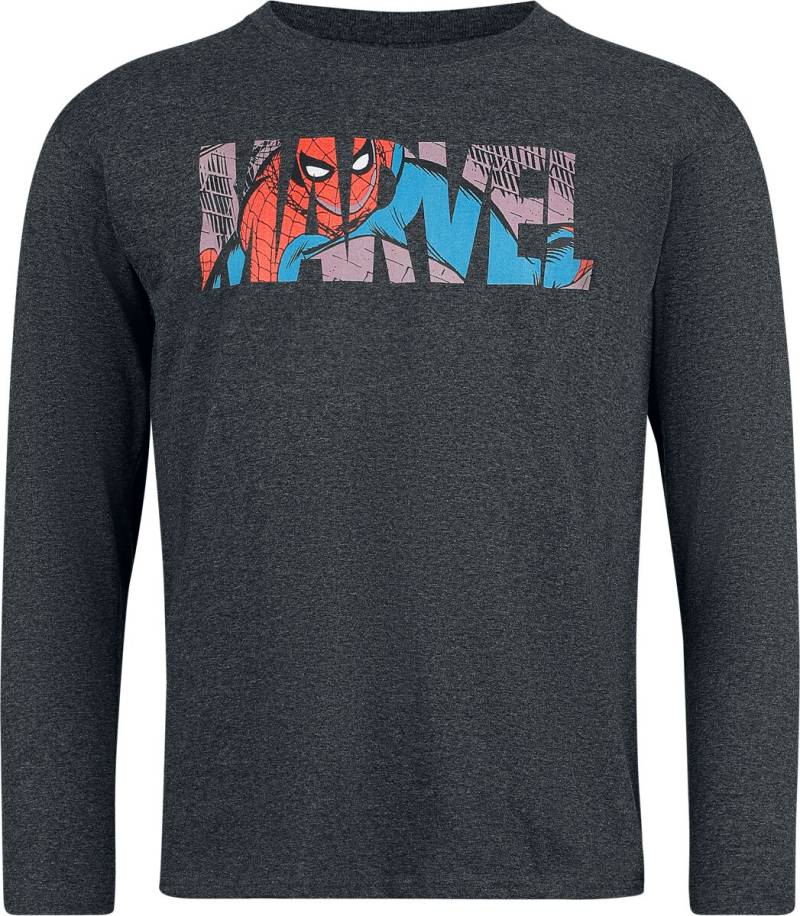 Marvel Spider Man Spider Man Window Langarmshirt dunkelgrau meliert in XL von Marvel Spider Man
