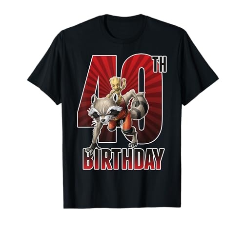 40. Geburtstag von Marvel Rocket und Baby Groot T-Shirt von Marvel