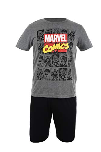 Avengers Herren Kurz Pyjama Schlafanzug (Grau,L) von Marvel