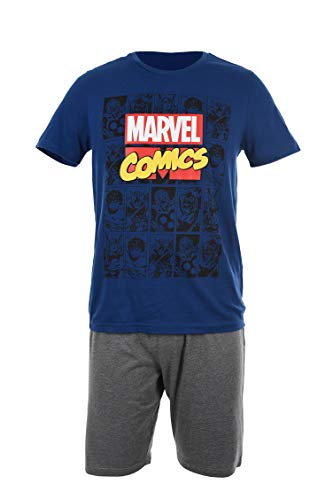 Avengers Herren Kurz Pyjama Schlafanzug (Marineblau,L) von Marvel