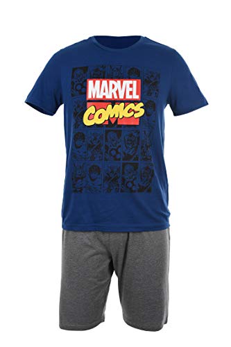 Avengers Herren Kurz Pyjama Schlafanzug (Marineblau,M) von Marvel