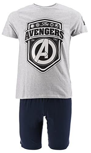 Avengers Herren Lang Pyjama Schlafanzug, S,Hellgrau von Marvel