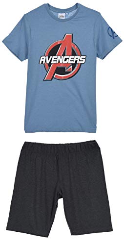 Avengers Herren Lang Pyjama Schlafanzug,L,Blau von Marvel