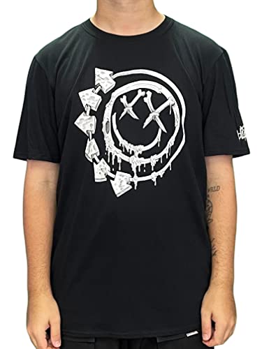 Blink 182 T Shirt Bones Smiley Band Logo Nue offiziell Herren Schwarz von Marvel