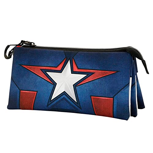 Captain America Courage-ECO Dreifach Federmäppchen, Blau von KARACTERMANIA