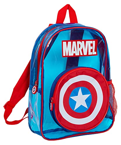 Marvel Captain America Rucksack Jungen Schwimmtasche Klar Abwischbar Schulrucksack Kinder Transparent Schwimmen Strand Tasche, blau, Einheitsgröße von Marvel