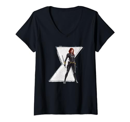 Damen Black Widow Movie Black Widow Standing T-Shirt mit V-Ausschnitt von Marvel