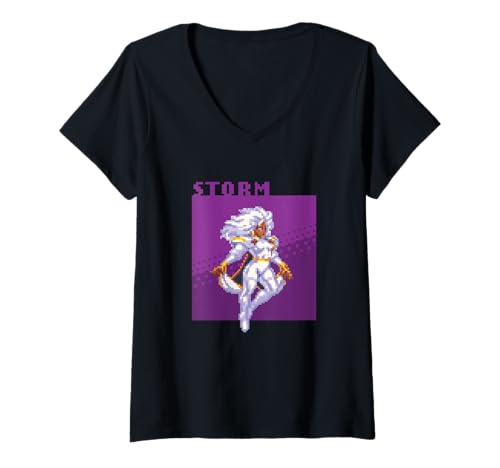 Damen Marvel Cosmic Invasion Game X-Men Storm Retro Pixel Graphics T-Shirt mit V-Ausschnitt von Marvel