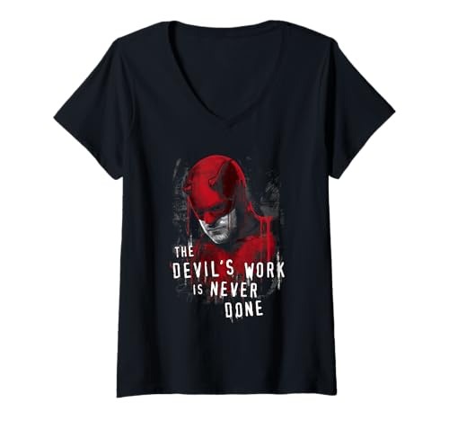 Damen Marvel Daredevil Born Again The Devil's Work is Never Done T-Shirt mit V-Ausschnitt von Marvel