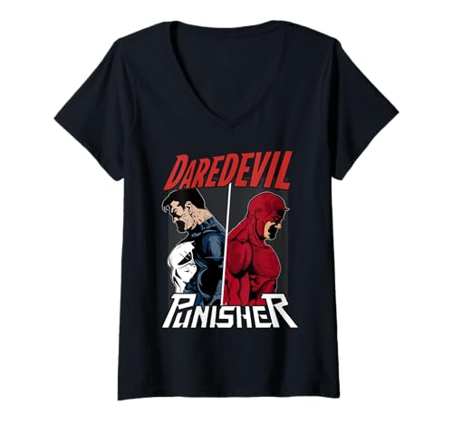 Damen Marvel Daredevil The Punisher nur in eine Richtung T-Shirt mit V-Ausschnitt von Marvel
