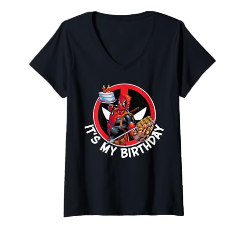 Damen Marvel Deadpool It's My 30th Birthday Party Funny T-Shirt mit V-Ausschnitt von Marvel