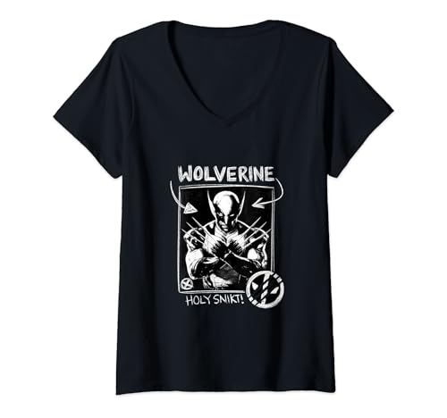 Damen Marvel Deadpool & Wolverine Holy Snikt! Wolverine Portrait T-Shirt mit V-Ausschnitt von Marvel