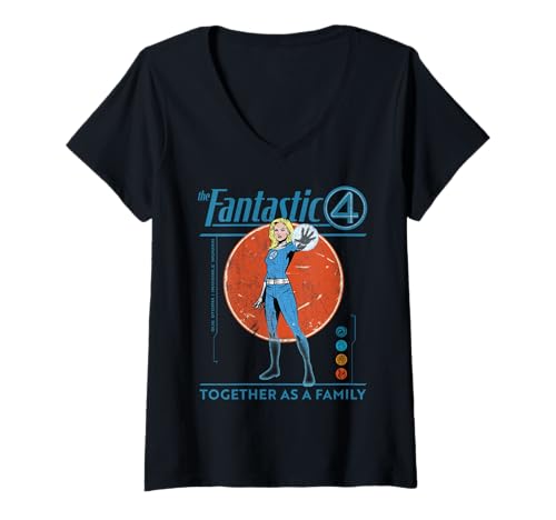 Damen Marvel Fantastic Four: First Steps The Invisible Woman Retro T-Shirt mit V-Ausschnitt von Marvel