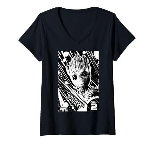 Damen Marvel Groot Guardians of the Galaxy 2 Light T-Shirt mit V-Ausschnitt von Marvel