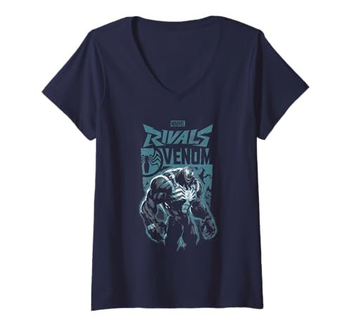 Damen Marvel Rivals Vanguard Symbiote Venom Trend T-Shirt mit V-Ausschnitt von Marvel