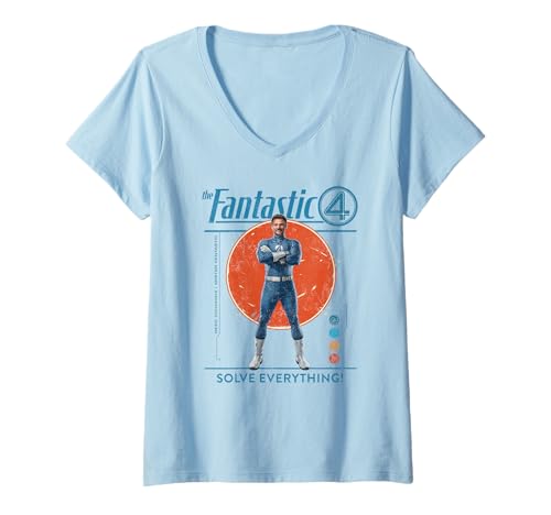 Damen Marvel The Fantastic Four: First Steps Reed Solve Everything T-Shirt mit V-Ausschnitt von Marvel
