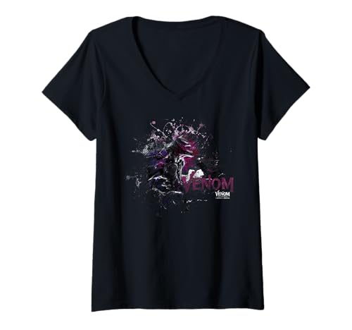 Damen Marvel Venom: The Last Dance Sinister Symbiote Splatter T-Shirt mit V-Ausschnitt von Marvel