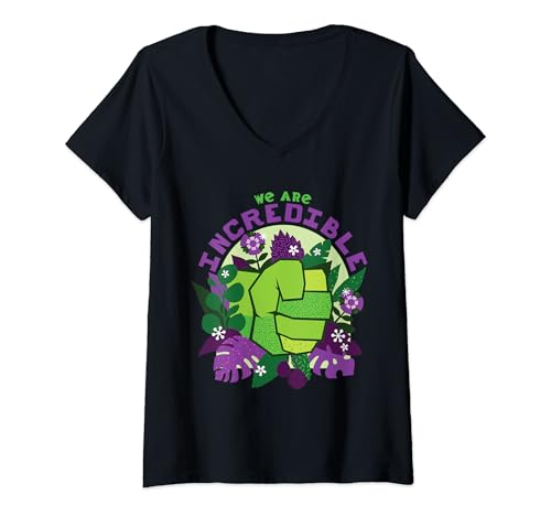 Damen Marvel We Are Groot Hulk We Are Incredible T-Shirt mit V-Ausschnitt Damen Marvel We Are Groot Hulk We Are Incredible T-Shirt mit V-Ausschnitt von Marvel