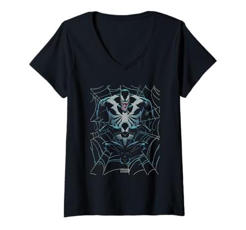 Damen Spider-Man 2 Venom and Black Spider T-Shirt mit V-Ausschnitt von Marvel