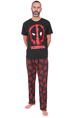 Deadpool Herren-Pyjama-Set, lang, Schwarz / Rot, Schwarz , M von Marvel