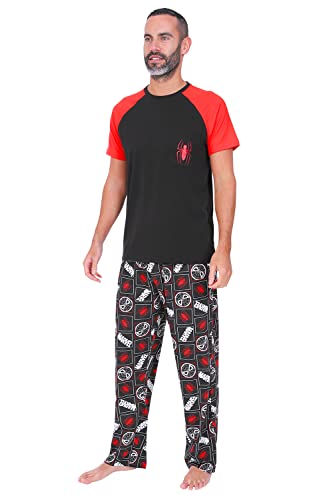 Herren Pyjama-Set Spiderman, lang, Schwarz / Rot, Schwarz , L von Marvel