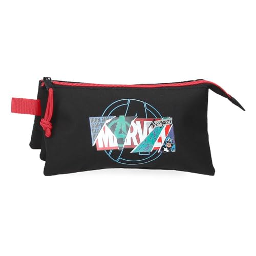 Marvel Joumma Shield, Dreifach-Federmäppchen, Schwarz, 22 x 12 x 5 cm, Polyester, L, Schwarz, Dreifaches Federmäppchen von Marvel