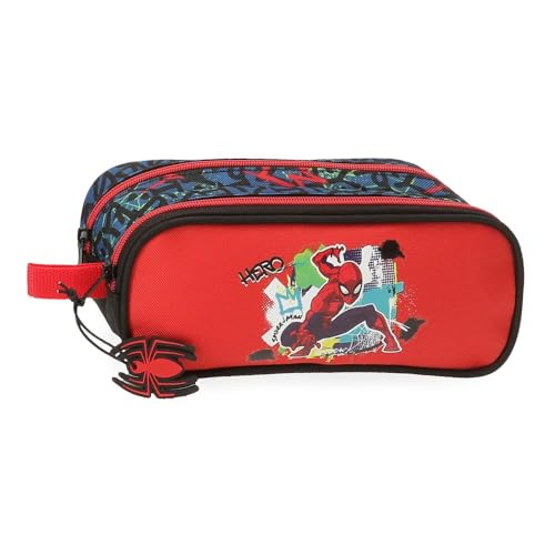 Joumma Marvel Spiderman Urban Doppelmäppchen, rot, 23 x 9 x 7 cm, Polyester, L, rot, Doppeletui von Disney