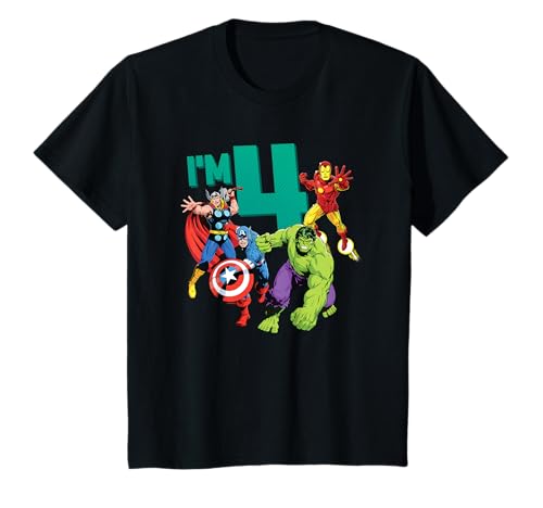 Kinder Marvel Avengers Cute 4th Birthday I'm 4 T-Shirt von Marvel